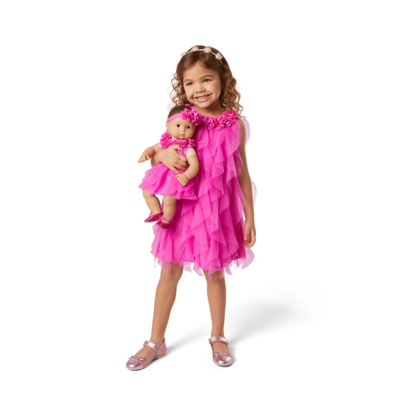 Party-Pink Birthday Dresses for Little Girls & Bitty Baby Dolls