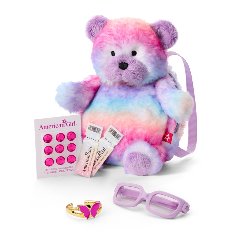 Colorful Teddy Bear Backpack & Accessory Set for 18-inch Dolls