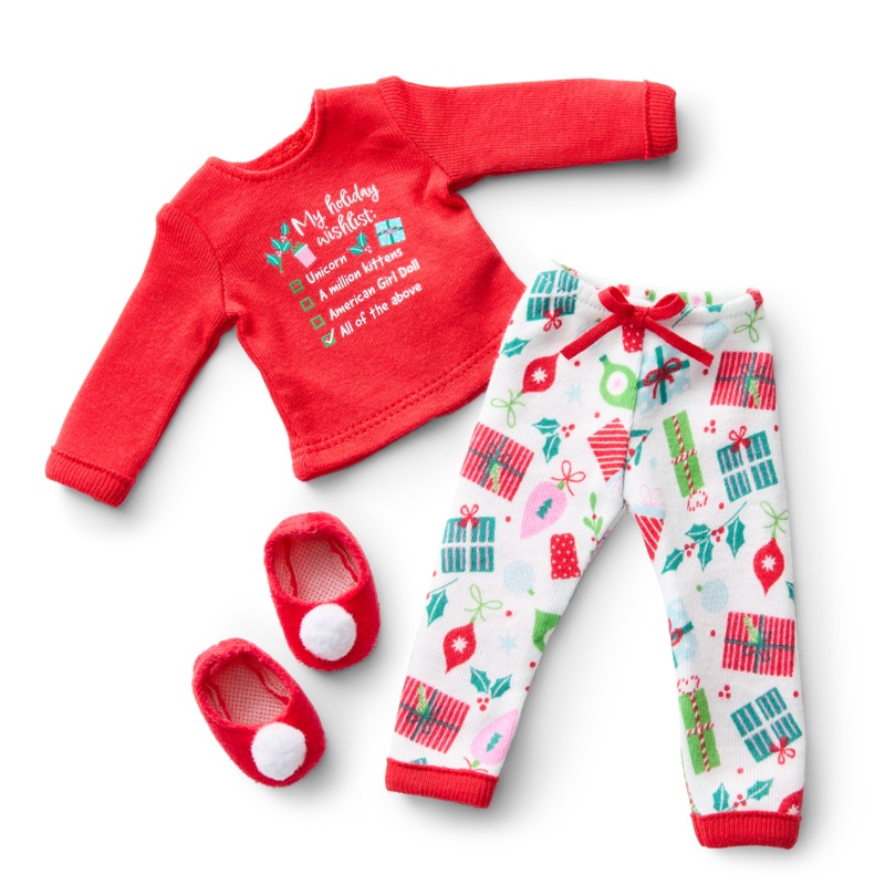 Holiday Wish List PJs for WellieWishers Dolls