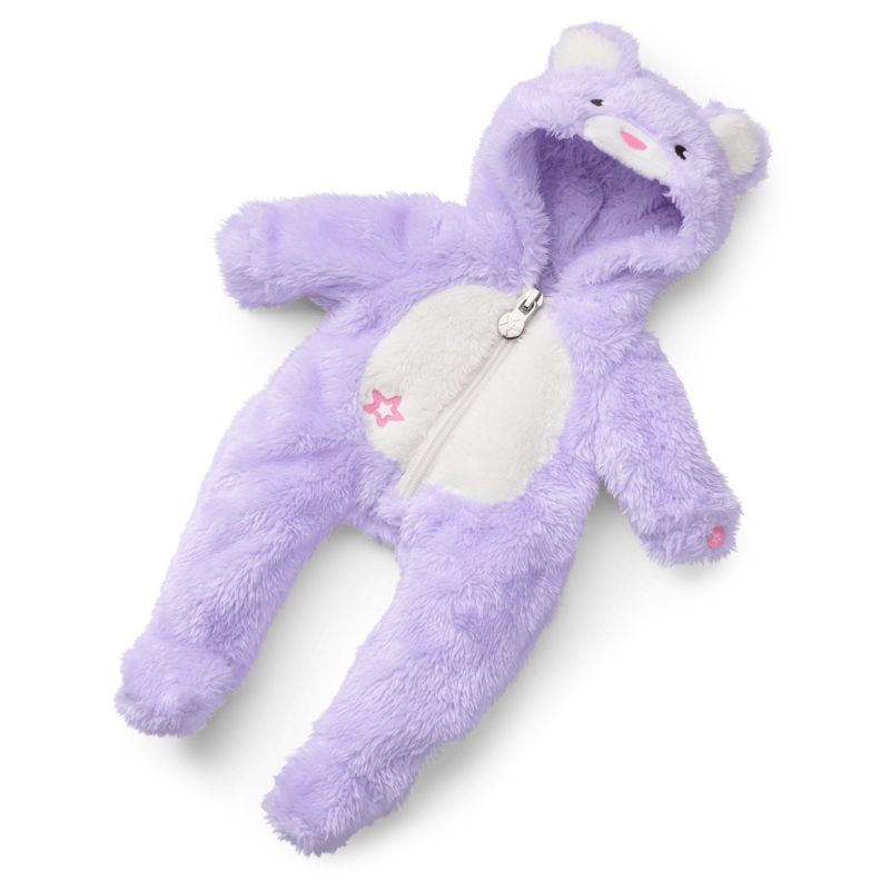 Lovable Lavender Bear One-Piece Outfit for Bitty Baby Dolls