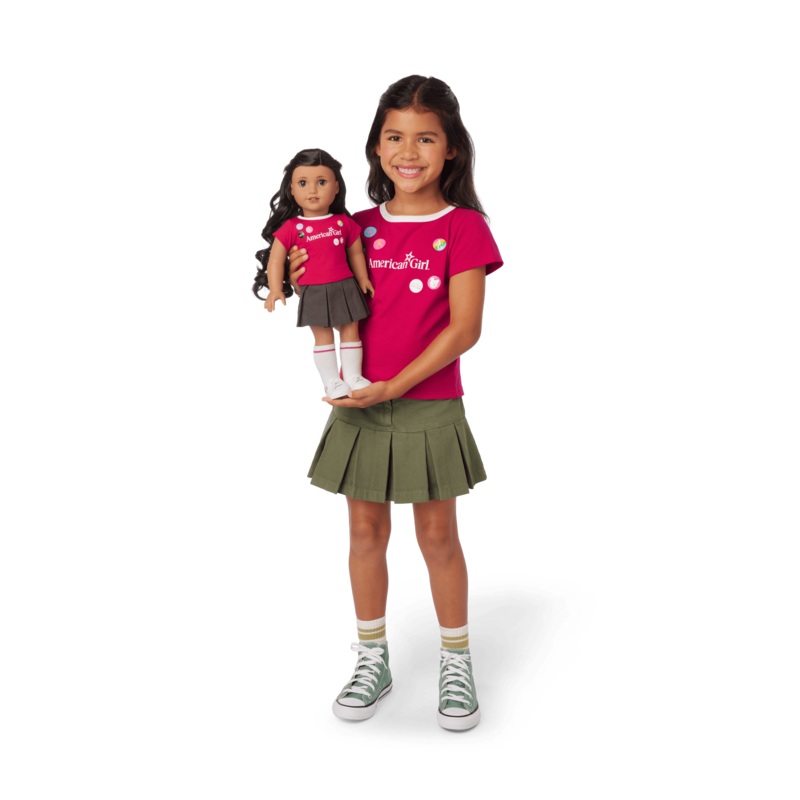 MatchingAG Grin Pins Ringer Tee Set for Girls & 18-inch Dolls