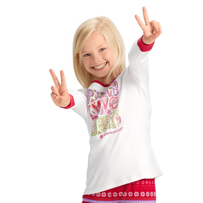 Peace, Love & Joy PJ Top for Girls