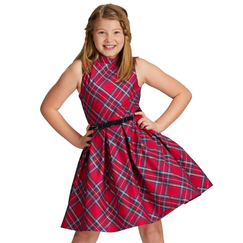 Pretty Plaid Christmas Dress for Girls