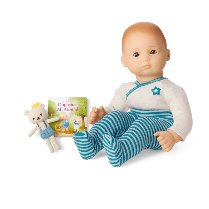 Bitty Baby Doll #6 in Soft Blue + Bear Friend & Board Book