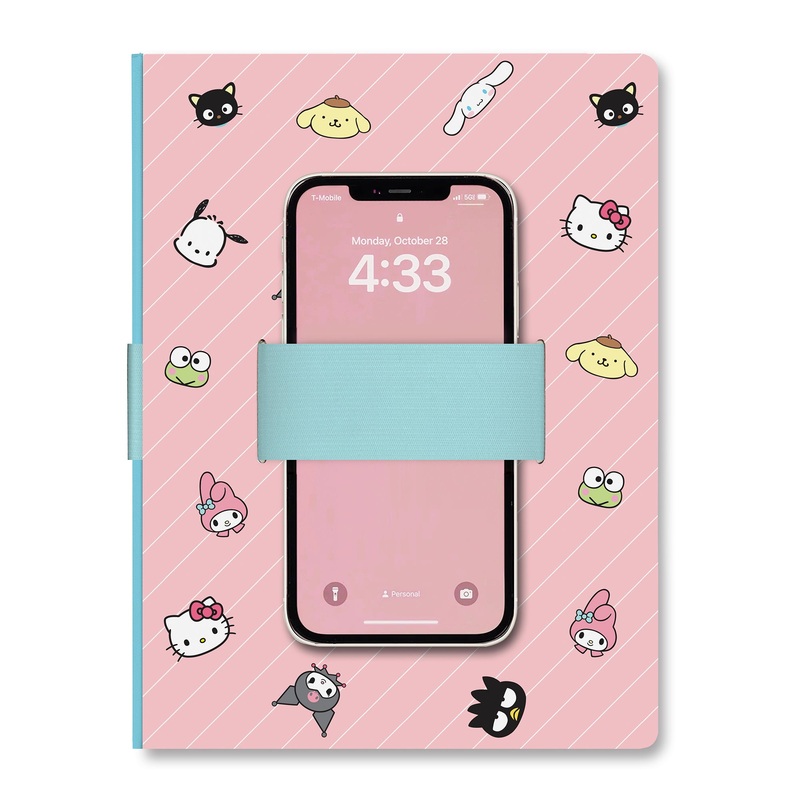 Hello Kitty and Friends x Studio Oh! Pink Pinstripe Casey Notebook with Phone Loop