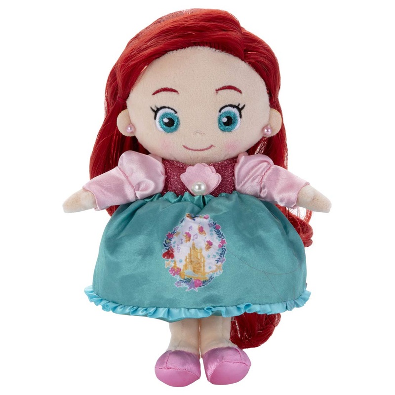 Takaratomy Arts Disney Ariel Plush Doll 20cm Sparkly Dress Up Hair and Makeup