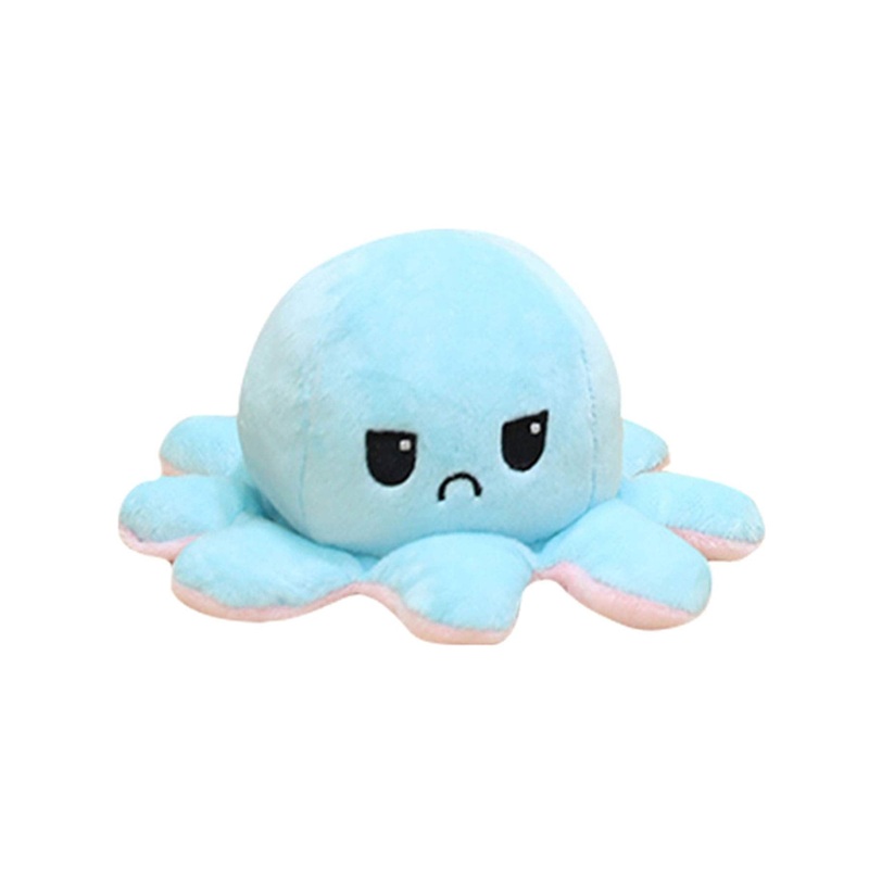 Slinx Octopus Plush Toy Angry Face And Laughing Face (Pink x Blue) 20cm Japan Reversible Gift