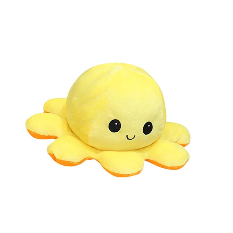 Slinx Octopus Plush Toy Angry Face And Laughing Face (Orange x Yellow) 20cm Japan Reversible Gift