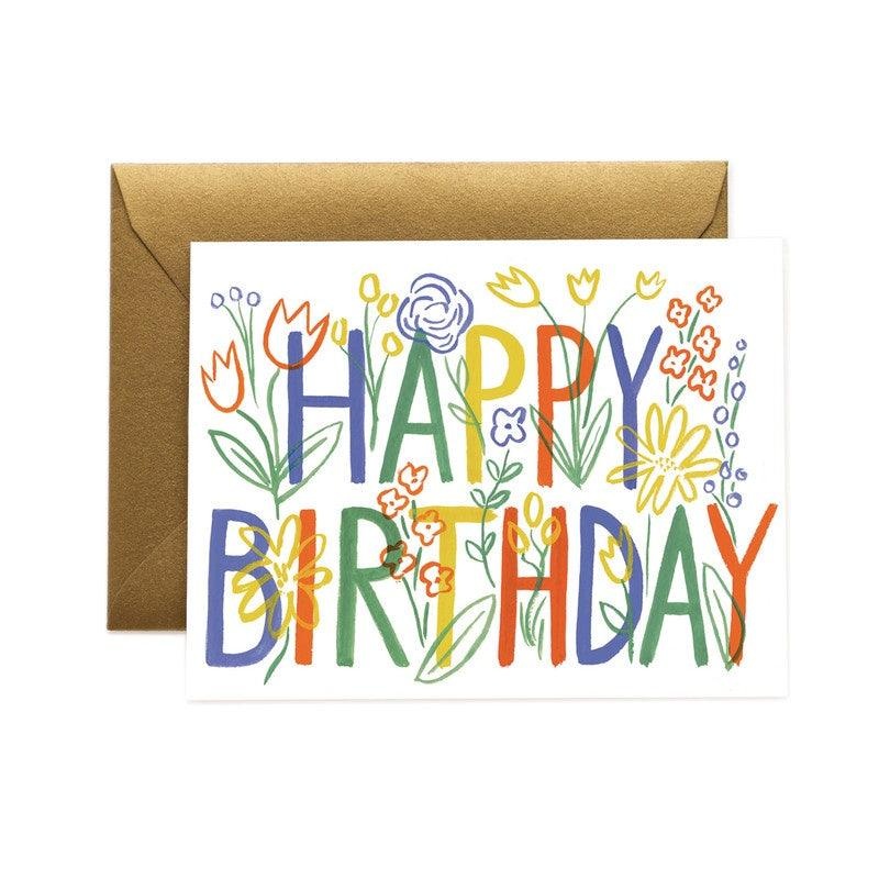 Rifle Paper Co - Single Card - Brushstroke Birthday