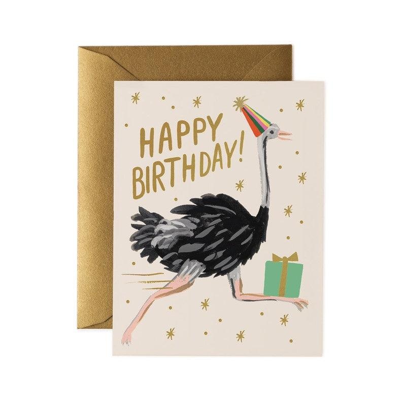 Rifle Paper Co - Single Card - Ostrich Birthday