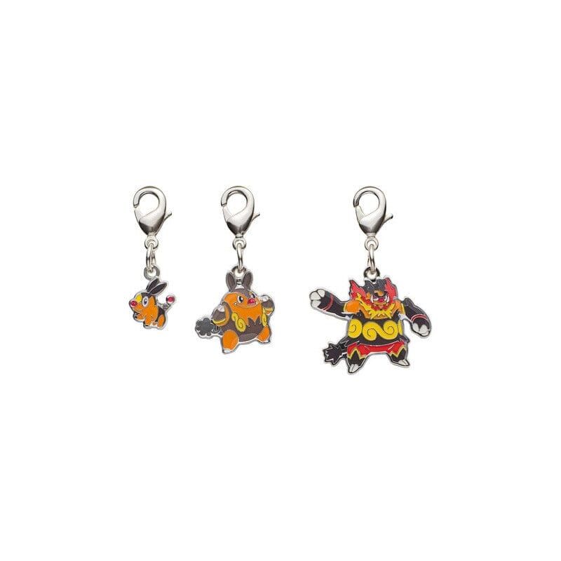 Tepig, Pignite, Emboar - National Pokdex Metal Charm Keychain #498, #499, #500