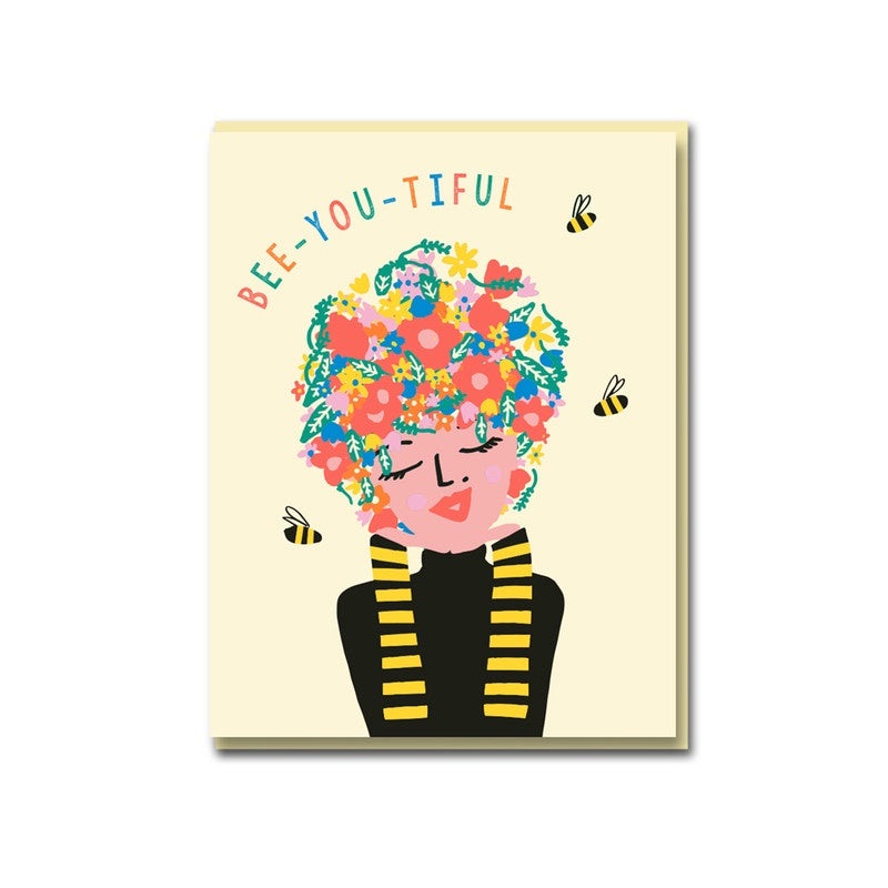 Greeting Card - Flower Head Girl