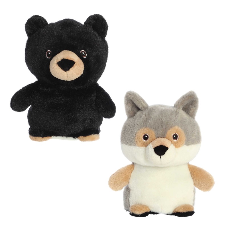 Aurora - Eco Nation - Reversible Eco Pairs - 6.5" Black Bear and Wolf