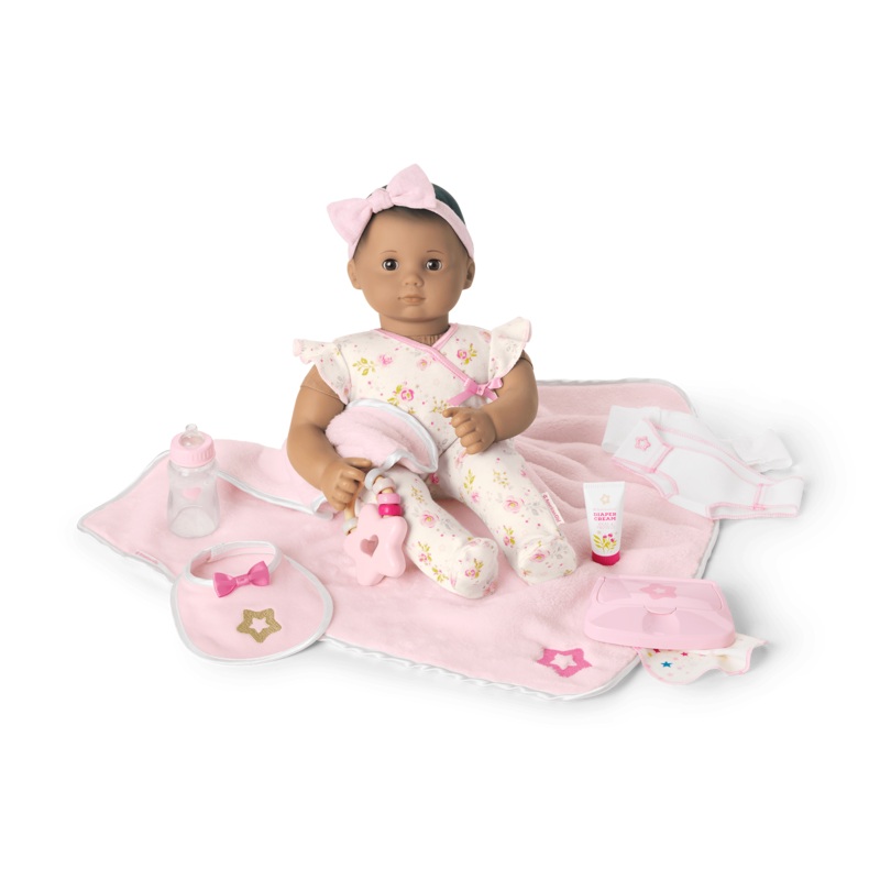 Bitty Baby Doll #5 with brown hair Care & Play Set