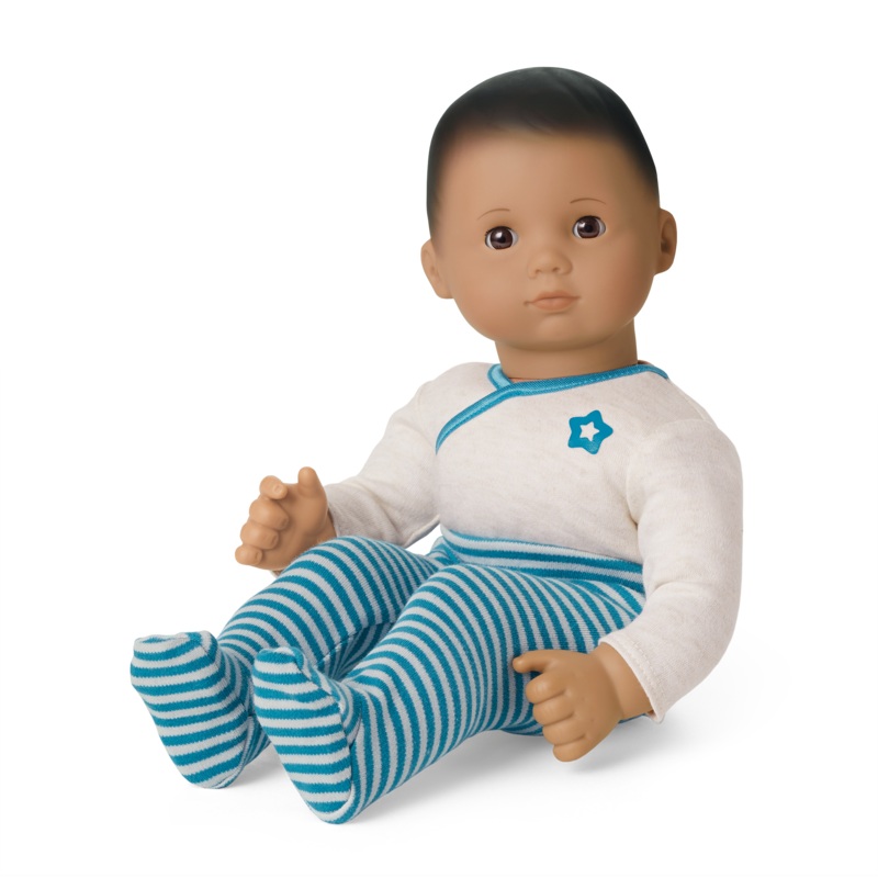 Bitty Baby Doll #5 with dark brown hair in Soft Blue