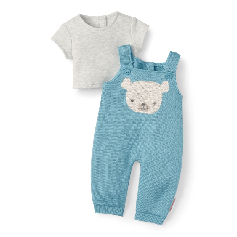 Blue Bear Overalls Set for Bitty Baby Dolls