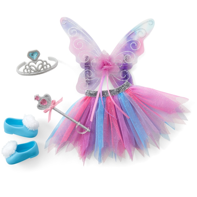 Colorful Butterfly Skirt & Wings Accessory Set for WellieWishers Dolls