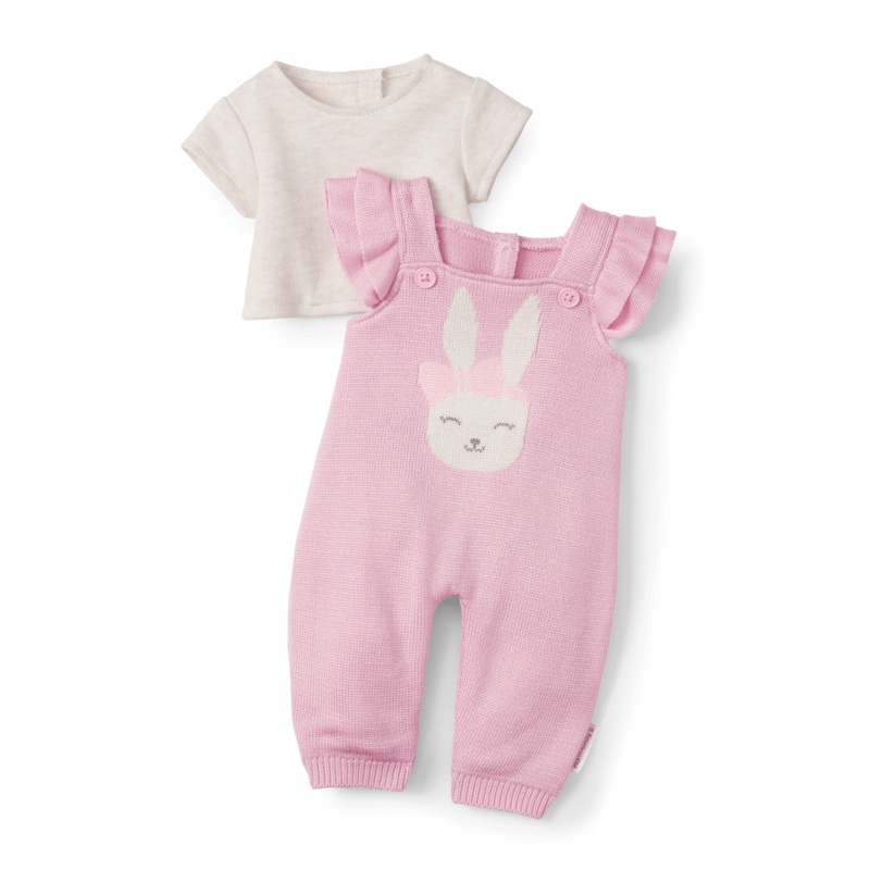 Pink Bunny Overalls Set for Bitty Baby Dolls