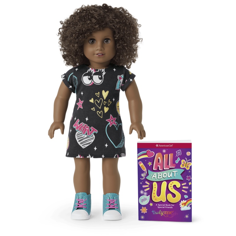 Truly Me 18-inch Doll #112 with short curly dark-brown hair