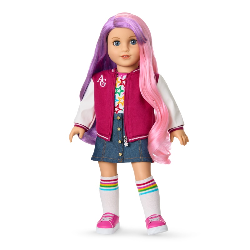Truly Me 18-inch Doll #116 with wavy purple-and-pink hair