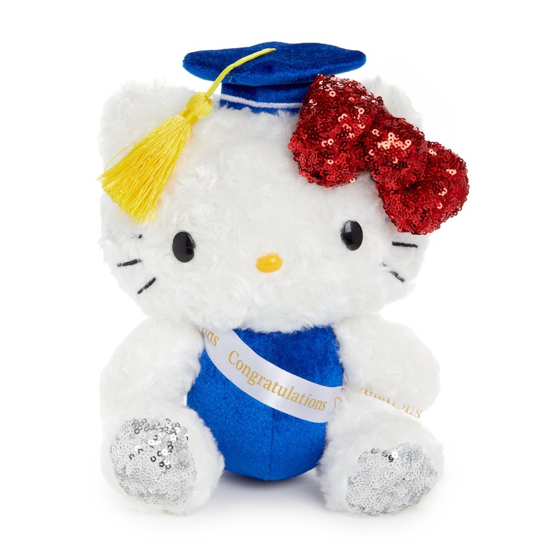 Hello Kitty Graduation Sequin Mascot Plush (White)