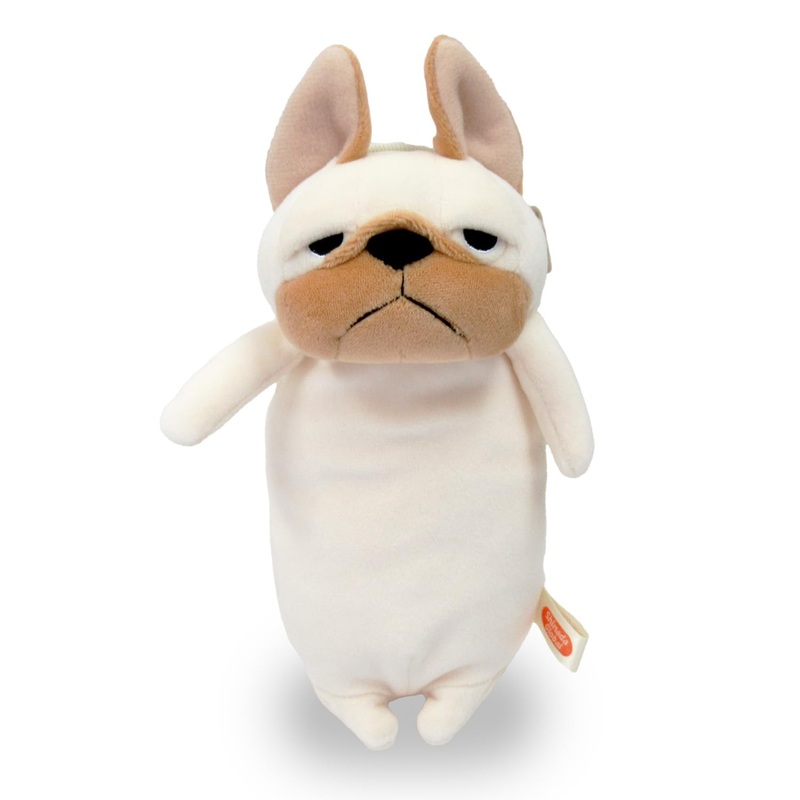 Shinada Global Bulldog Pen Pouch Cream Mochi Series 9x8x18cm - Mochiburu
