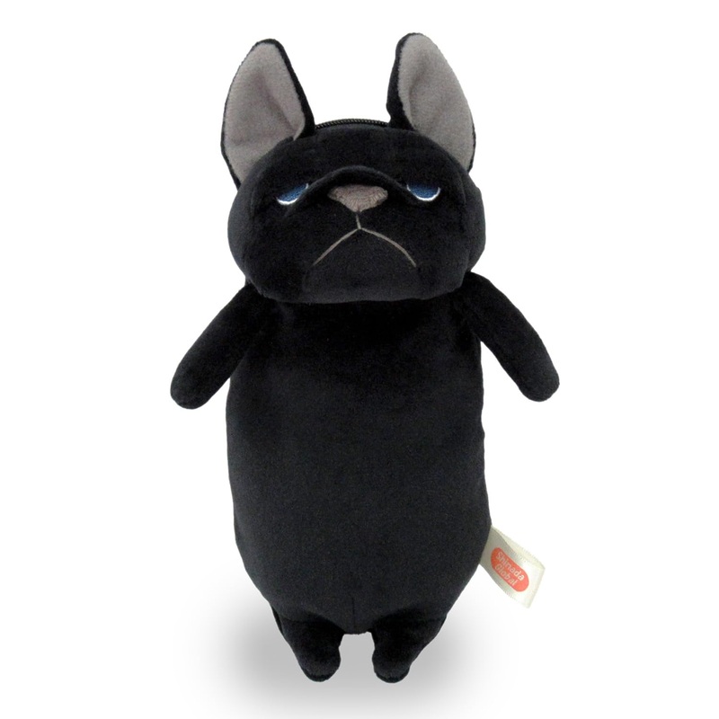 Shinada Global Mochiburu Black Pen Pouch Bulldog Animal Design 9x8x18cm