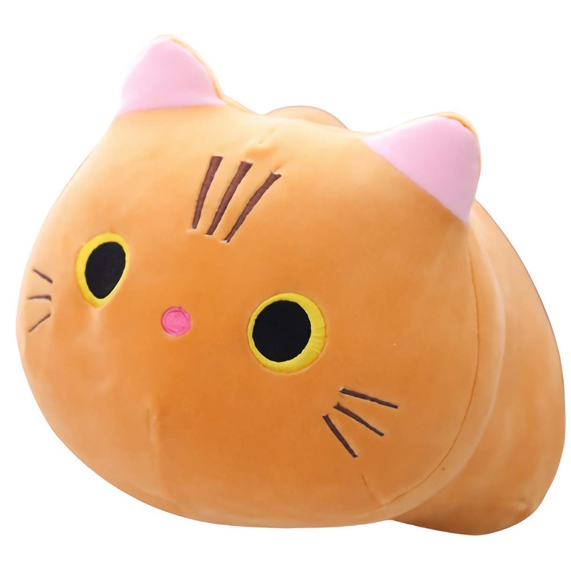 Cat Town Cute Dakimakura Fluffy Mochi Plush Cat Cushion Brown Stuffed Animal Toys