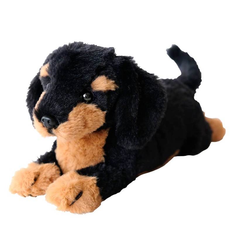 SUNLEMON Plush Doll Knee Dog Sausage Dog Black Ss