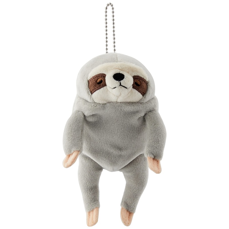 Shinada Global Mochi Series Mini Grey Sloth Plush Animal 7x5x14cm