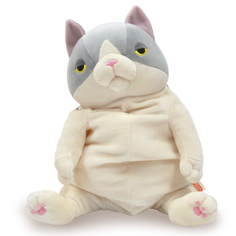 Shinada Global Mochi Neko Hachiware Large Grey Cat Plush Animal 22x22x30cm