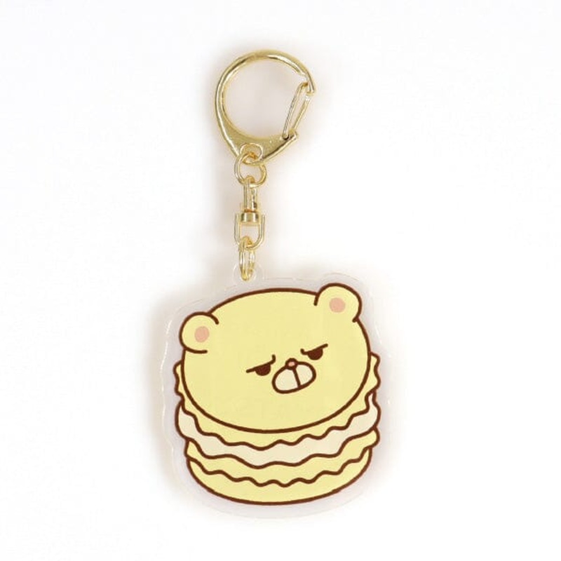 Hiking Bear Vanilla Macaron Acrylic Keychain - SANJI no OYATSU