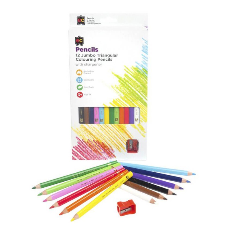 EC Jumbo Crayons lavables triangulaires avec taille-creux (12pk)